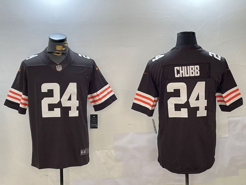 Men Cleveland Browns #24 Chubb brown Second generation 2024 Nike Limited NFL Jersey style 1